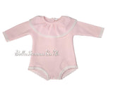 Girls Pink & White Knitted Romper - P7518