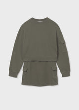 Mayoral Older Girls Trendy Cargo Skirt & Sweatshirt Set - 7917