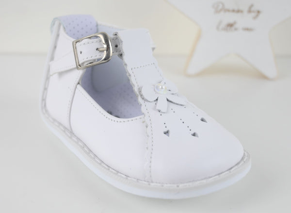 "Bianca" Pex White Patent Leather Girls T Bar Shoes