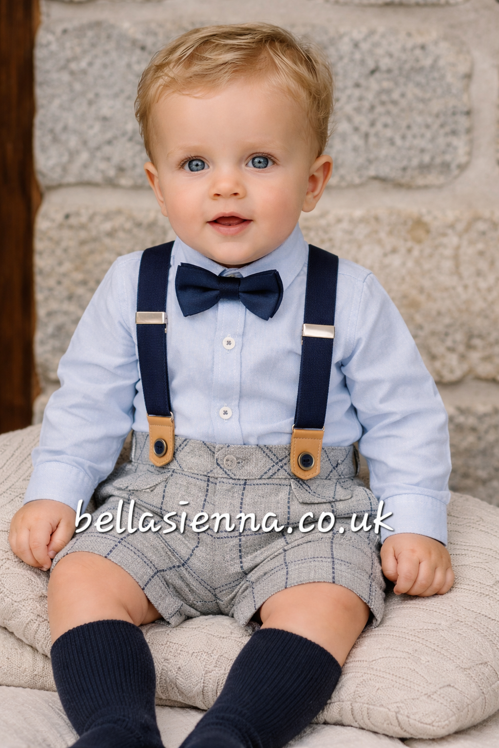 Yoedu Boys Four Piece Grey Set With Dickie Bow Tie & Braces