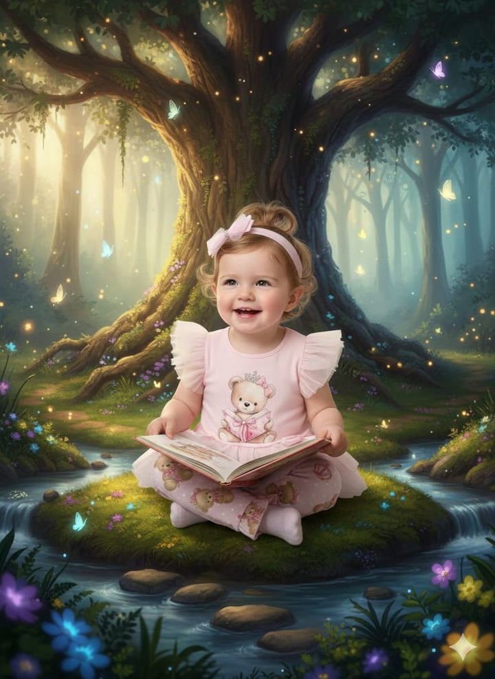 Diamond Stone Girls Pink"Teddy" Leggings Set With Matching Headband YG-44