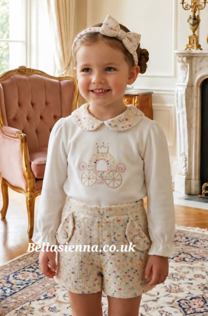 Deolinda Girls "Cinderella" Tweed Sparkle Shorts & Top Set - CDI26012