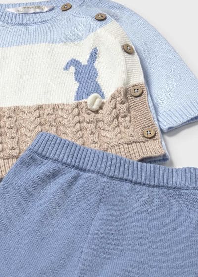 Mayoral Baby Boys Two Piece Bunny Rabbit Knitted Jumper & Trouser Set - 2569 - Nube