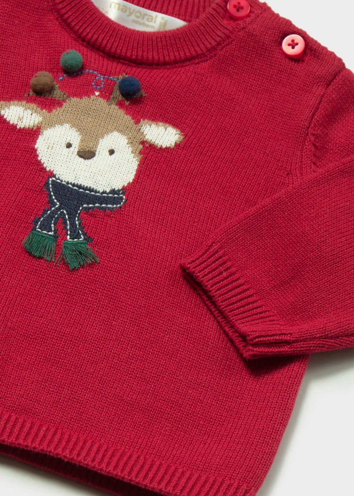 Mayoral Baby Boys Three Piece Christmas Reindeer Jumper, Shorts & Tights Set - 2265