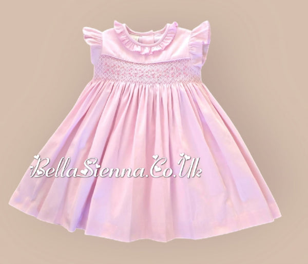 Pretty Originals Girls Pink Hand Smocked Traditional Dress - BD02307