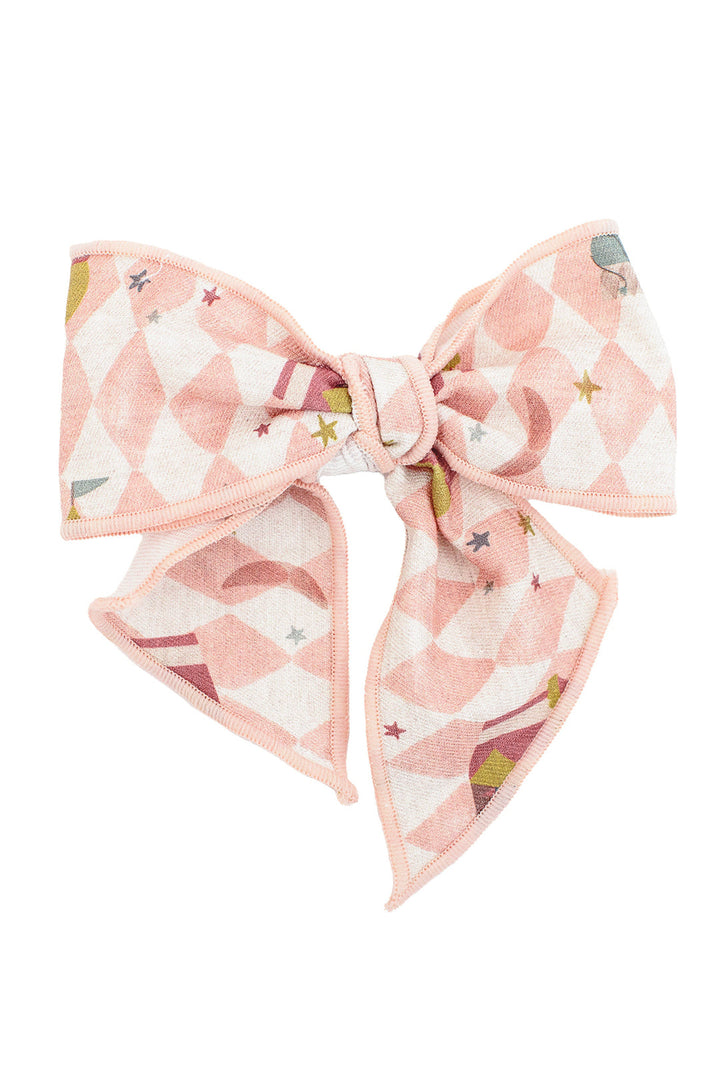 Calamaro Girls Peachy Pink Circus Theme Hair Bow Bow To Match 21305 - 77109