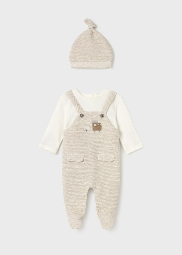 Mayoral Baby Boys All In One Train Outfit With Matching Hat - Blanket Also Available - 2609