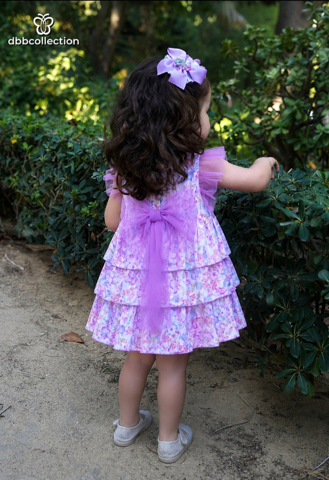 DBB Collection Baby Girls Deep Lilac Floral Dress - 22902