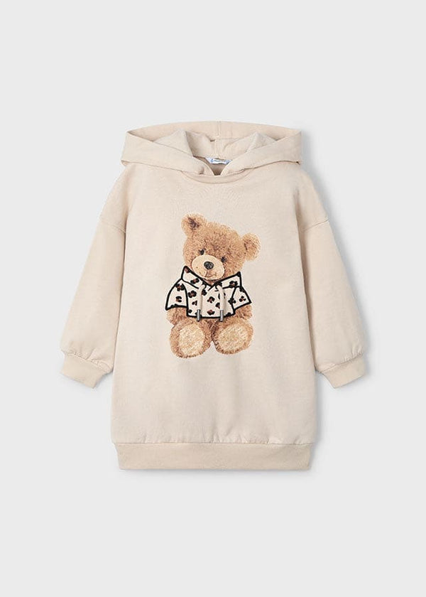 Mayoral Beige Teddy Bear Hooded Jumper Dress - 4928