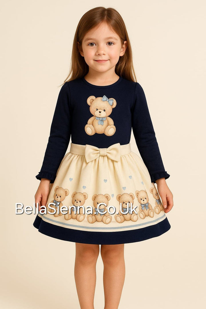 Navy & Cream Sparkle "Big Teddy Bear" Skirt & Top Set - YG-22