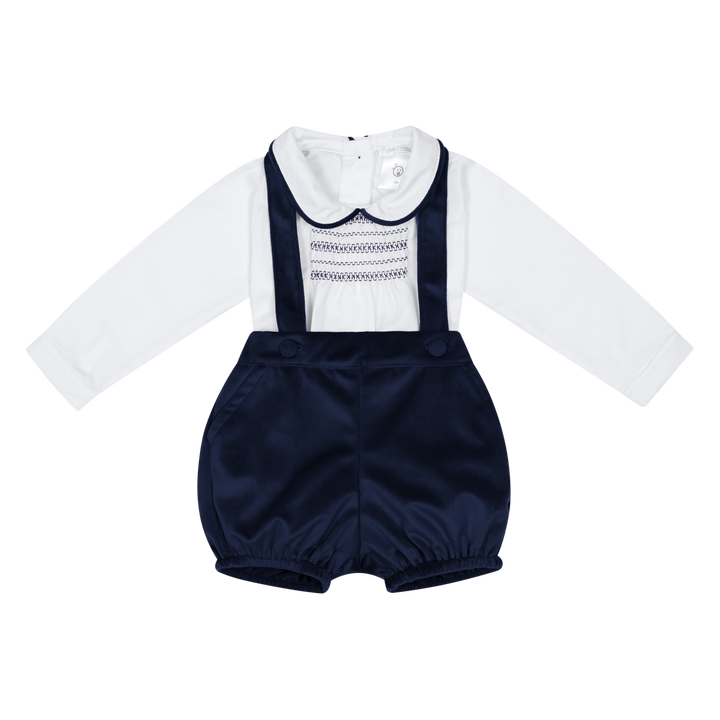 Deolinda Boys Navy Velvet Smocked Two Piece Set - DBI26632 - "Jolly"