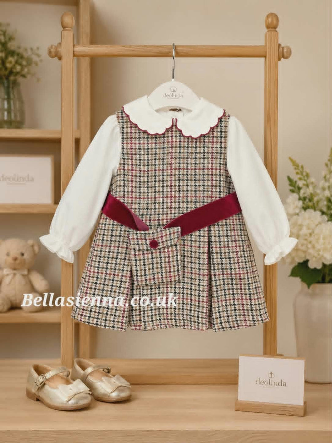 Deolinda Girls "BALMORAL" Houndstooth Two Piece Dress Set - DBI26608