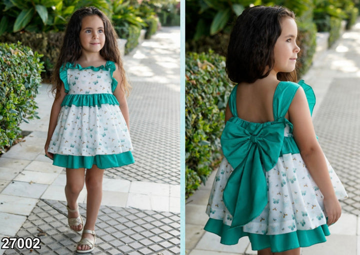 Dbb Collection Girls Green Butterfly Dress With Big Bow - 27002