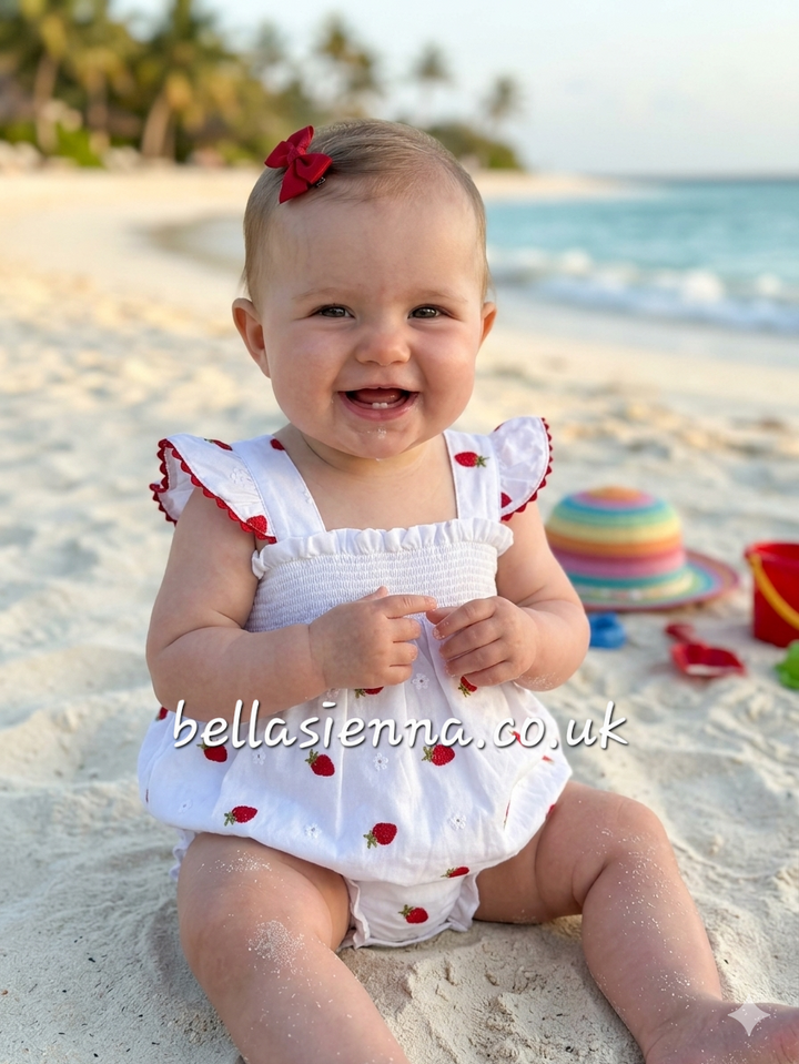 Deolinda Baby Girl Strawberry Print Romper - DBV26507 - "Pavlova"