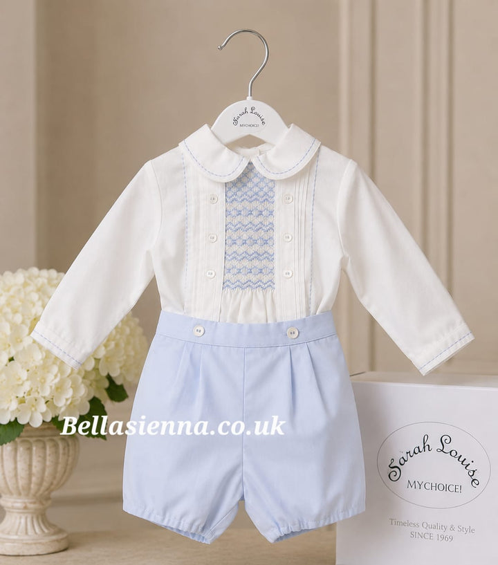 Sarah Louise Boys Blue Hand Smocked Suit - 013912