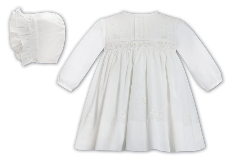 Sarah Louise Ivory Hand Smocked Dress & Bonnet - 013704 - 013360