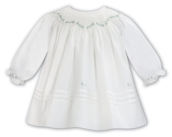 Sarah Louise Ivory & Sage Green Hand Smocked Dress - 013677 - 013352