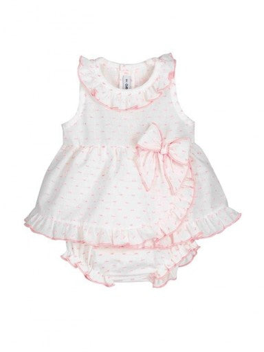 Calamaro Girls Swiss Dot Dress & Pants Set - 22108