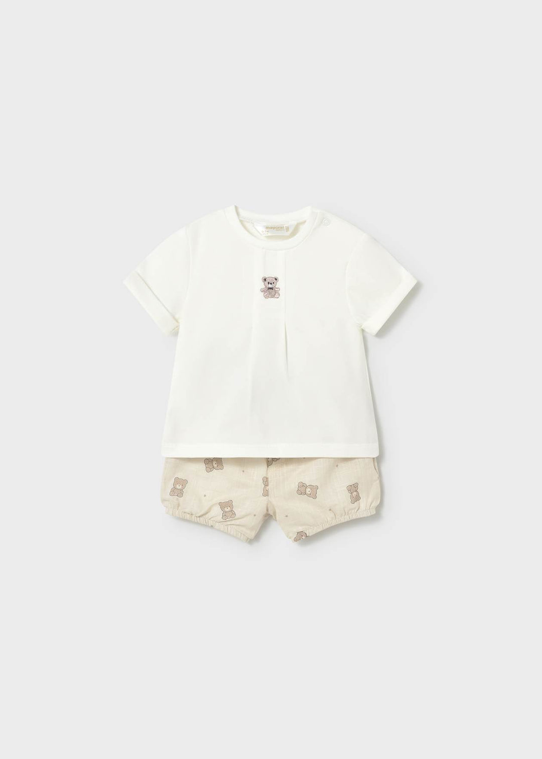 Mayoral Baby Boys Beige & White Teddy Bear Two Piece Set - 1724