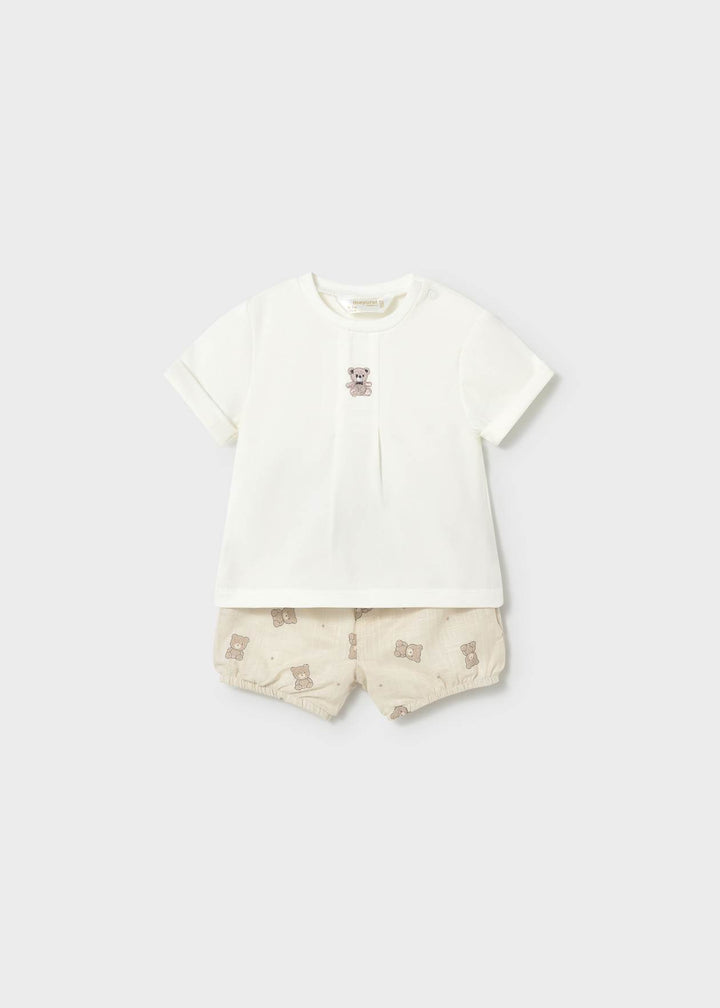 Mayoral Baby Boys Beige & White Teddy Bear Two Piece Set - 1724