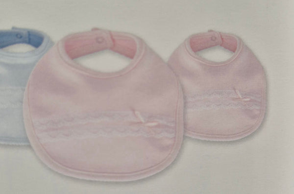 Calamaro Pack Of Two Pink & White Bibs With Bows - 74021