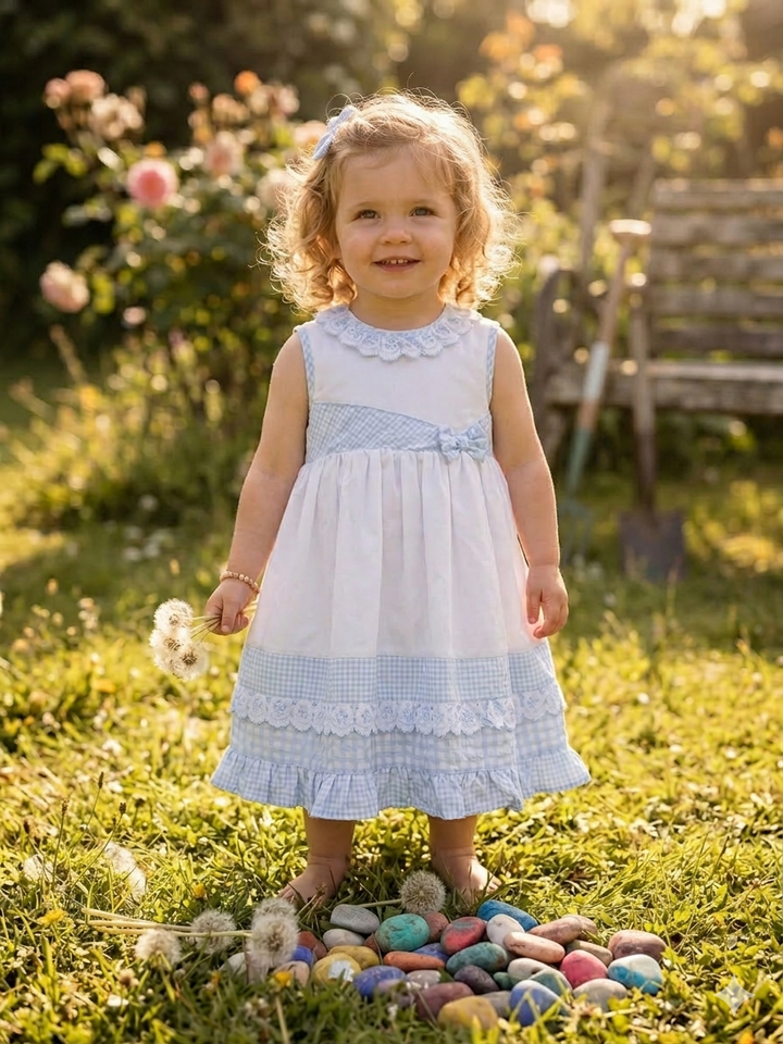 Dani By Sarah Louise White & Blue Dress - D09505