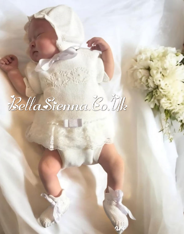 Mac ilusion Baby Four Piece Fine Knitted Outfit 8027 White