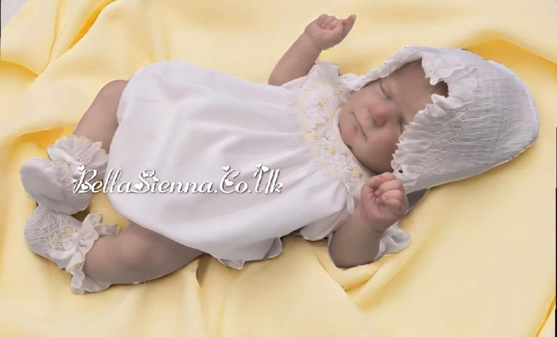 Sarah Louise White & Lemon "HERITAGE COLLECTION" Hand Smocked Bubble Romper - C6004
