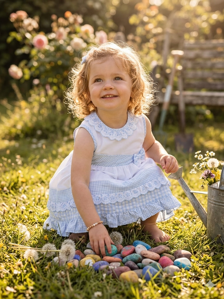 Dani By Sarah Louise White & Blue Dress - D09505