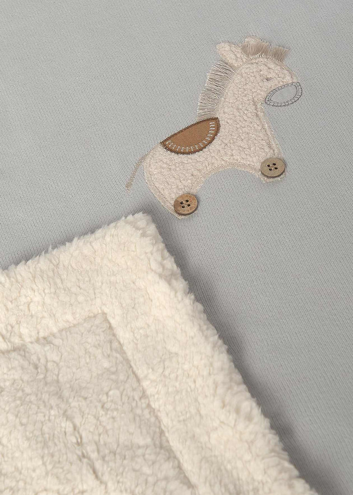 Mayoral Grey "Rocking Horse" Fleece Lined Baby Blanket To Match Outfit - 2518 - 9144