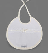 100% Cotton Unisex Ivory Ribbon & Bow Detail Bib