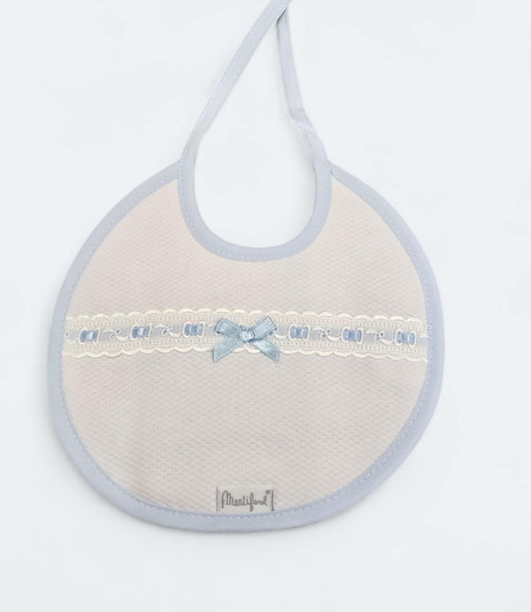 100% Cotton Baby Blue Unisex Ribbon & Bow Detail Bib