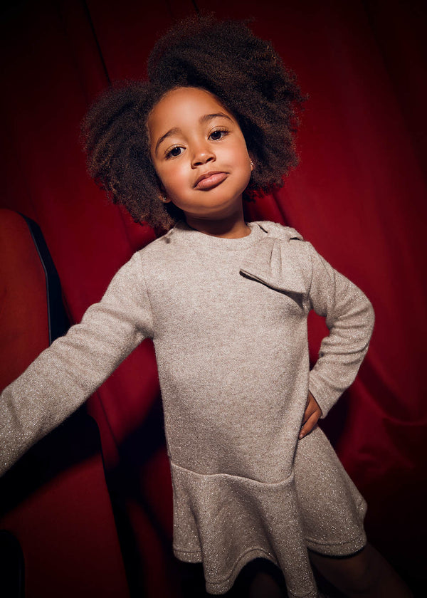 Mayoral Girls Sparkly Knitted Bow Dress - 4991