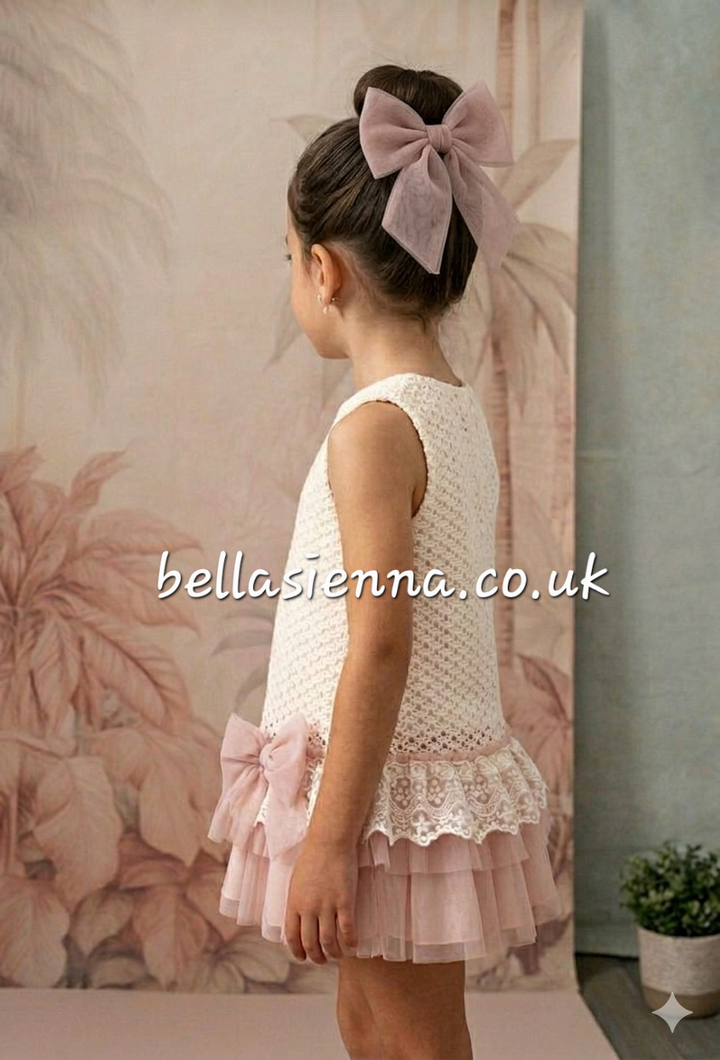 Basmarti Girls Dusky Pink Tulle Bow