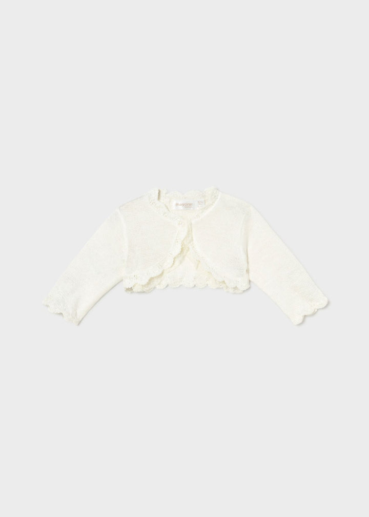 Mayoral Baby Girls Ivory Cardigan With Lace Trim - 1301 - 53 - Natural