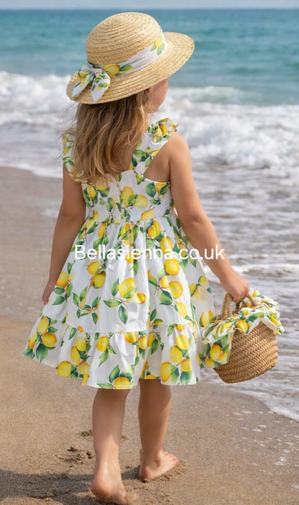 Deolinda Lemon Print Girls Sun Dress - DBV26428
