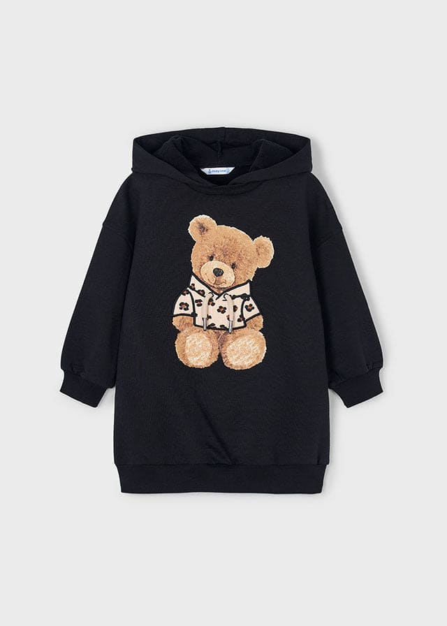 Mayoral Black Teddy Bear Hooded Jumper Dress - 4928