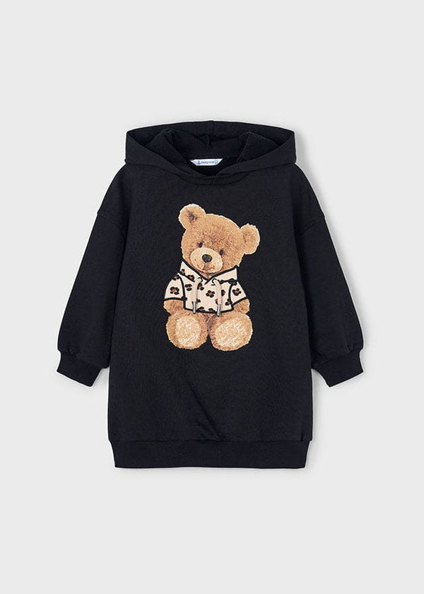 Mayoral Black Teddy Bear Hooded Jumper Dress - 4928