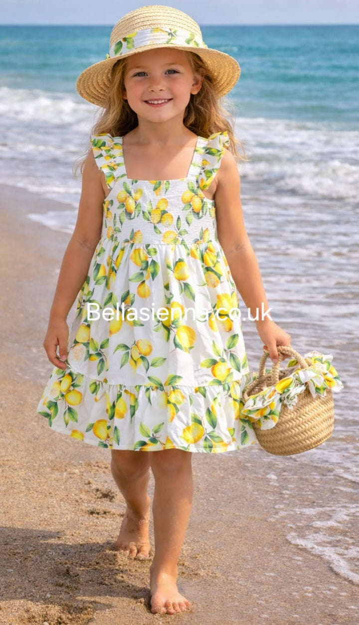 Deolinda Lemon Print Girls Sun Dress - DBV26428