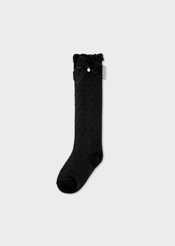 Knee High Bow Socks - 78 - Black - 10290 - Nego