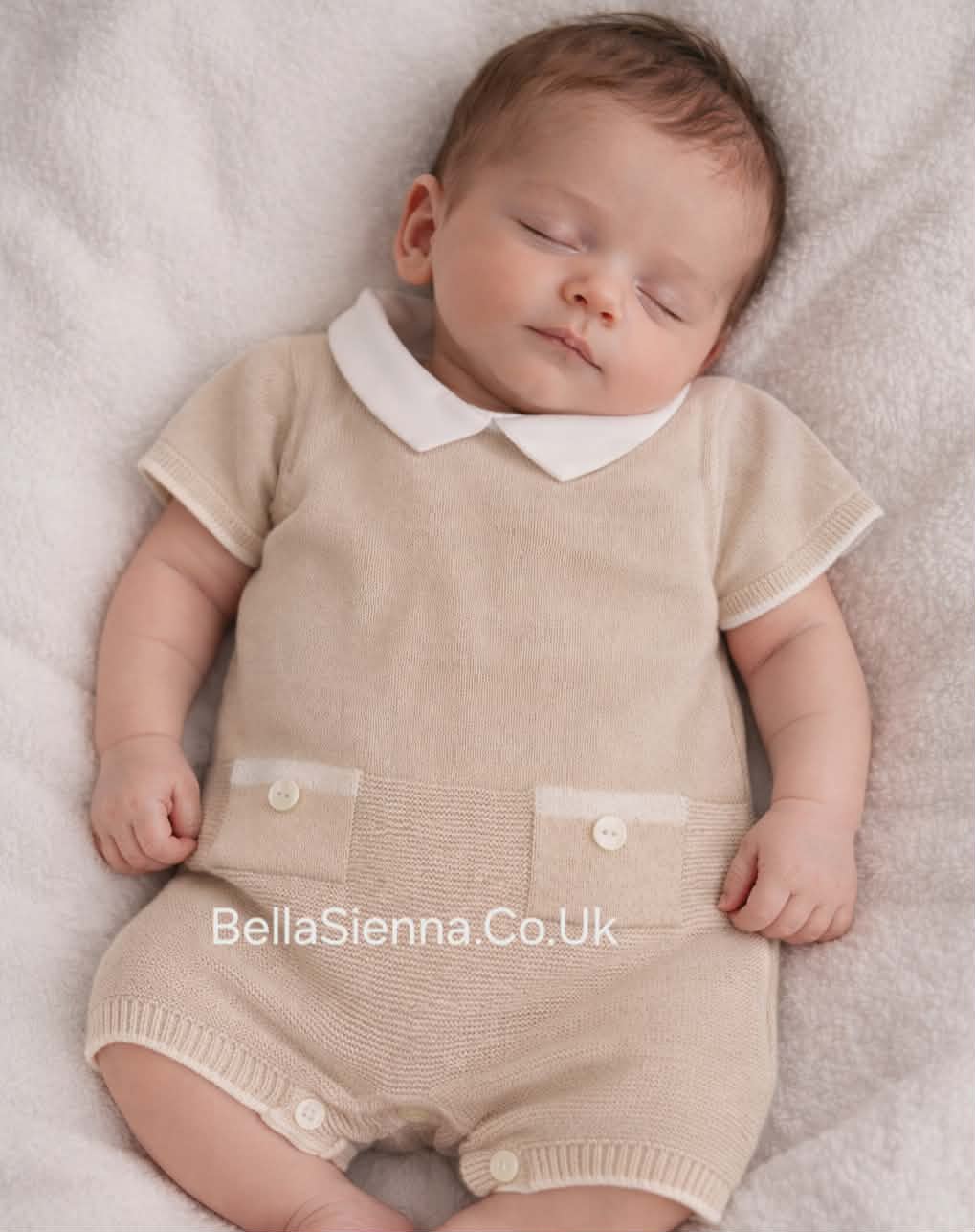 Emile et Rose Boys Beige Knitted Romper - Logan