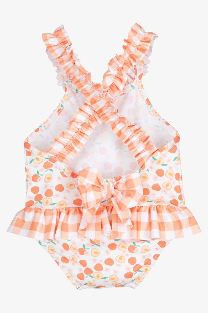 Calamaro Baby Girls "Peach" Swimming Costume With Bow Back - 23819