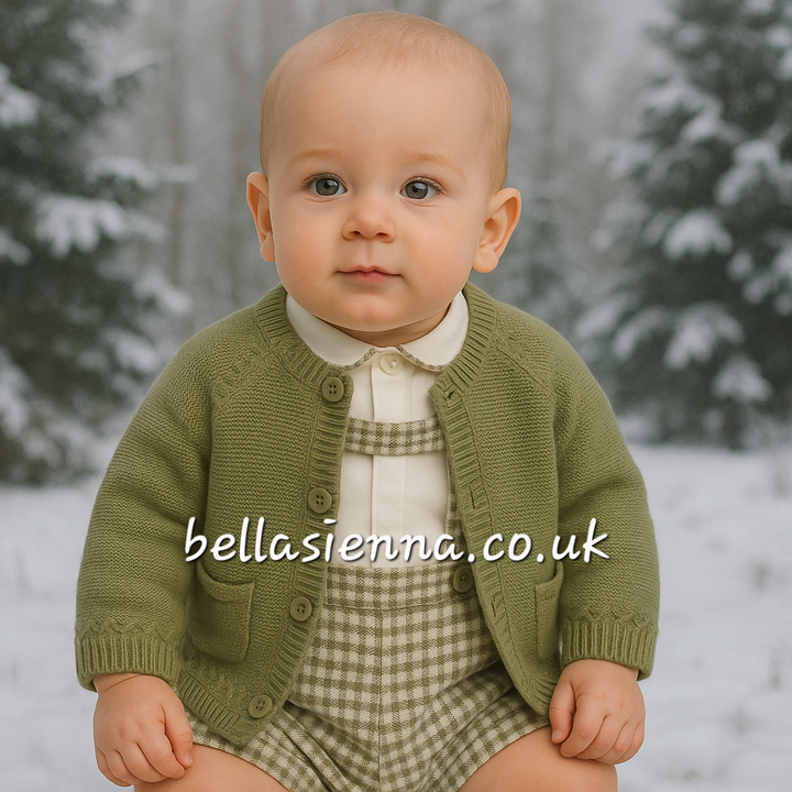 Mayoral Boys Winter Green Check Three Piece Set - 2258 - With Cardigan  2237 Matching Girls Available