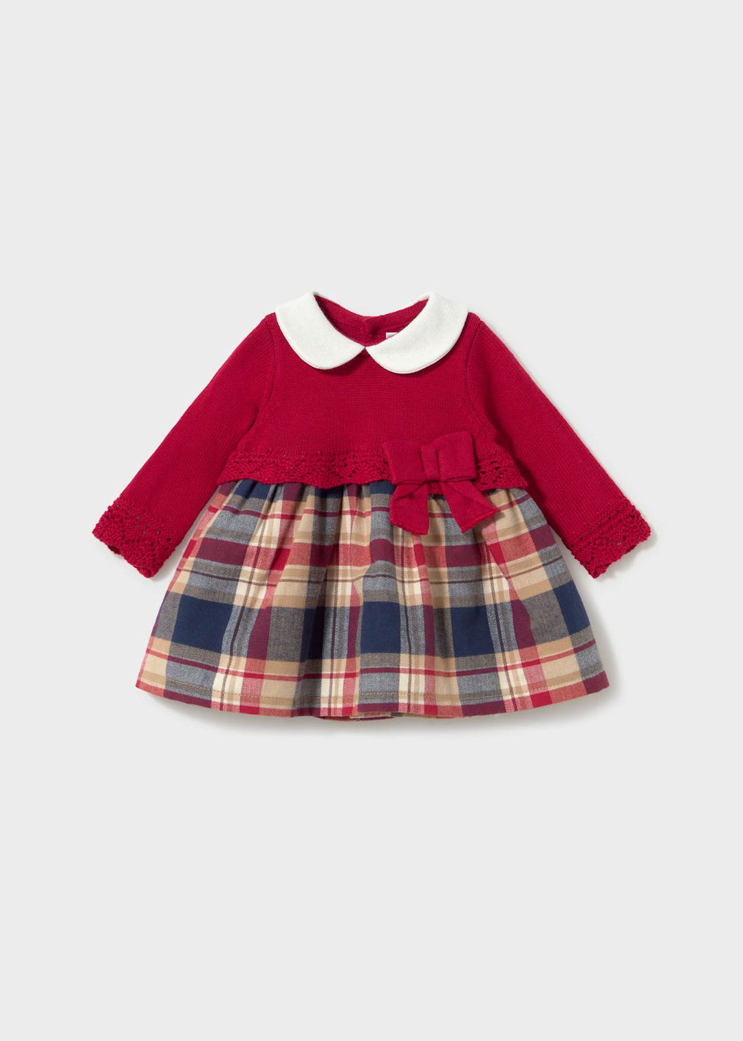 Mayoral Baby Girl Red Tartan Half Knit Dress - 2801