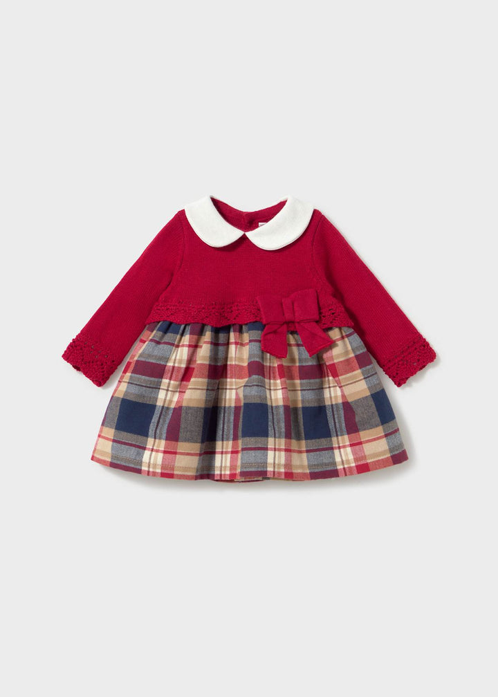 Mayoral Baby Girl Red Tartan Half Knit Dress - 2801