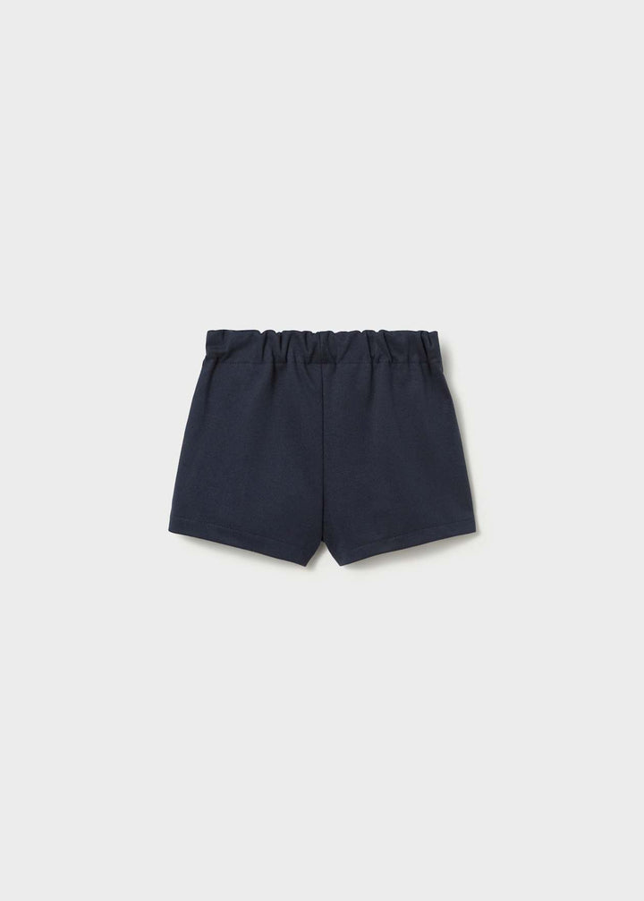 Mayoral Girl Red "Puppy Dog" Jumper With Bow & Navy Twill Shorts - 2385 & 2202