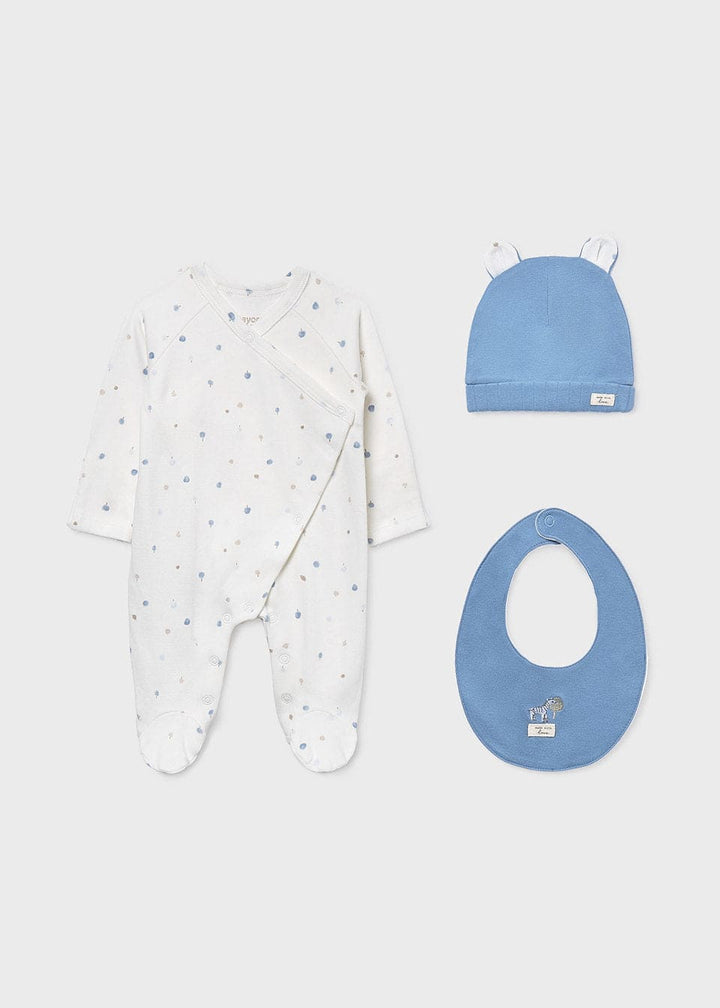 Mayoral Baby Baby Boys 3 Piece Gift Set - Babygrow, Bib & Hat Set - 9979 - Blue