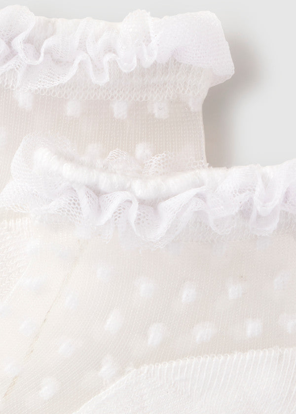 Mayoral White Plumetti Frilly Socks - 9056