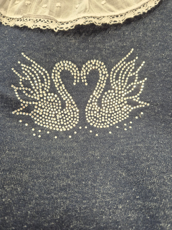 Miranda Girls Navy Jumper & Skort Set With Sparkly Swans - 622