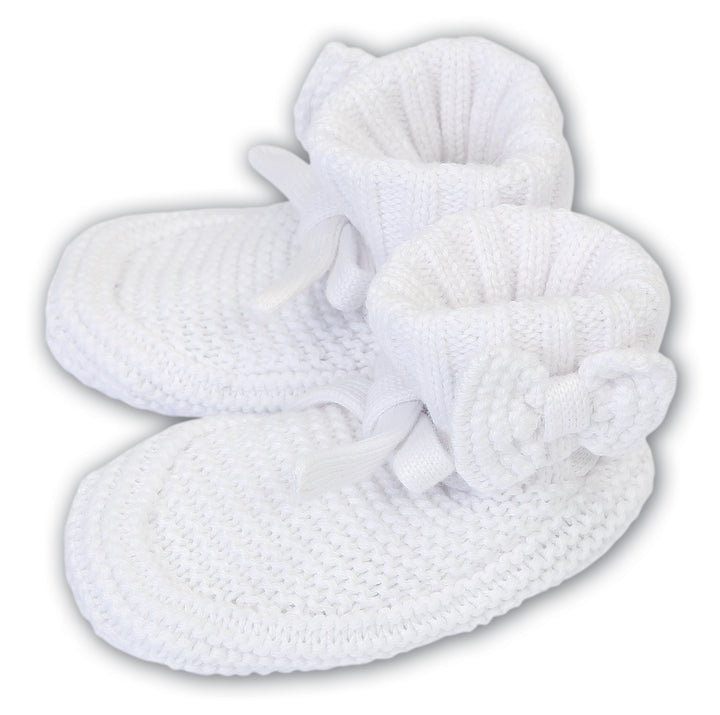 Sarah Louise White Knitted Unisex Booties - 004406UP